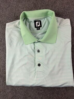 FJ Foot Joy Mens Short Sleeve Golf Polo Shirt Size XL Green/White